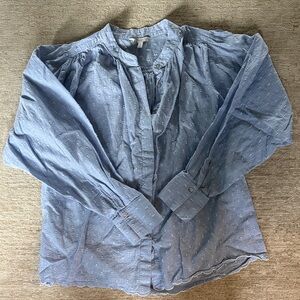 Joie Light Blue Swiss Dot Cotton Blouse